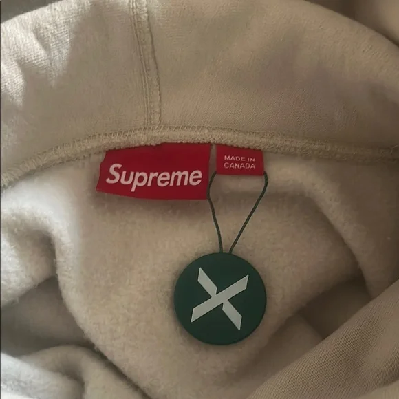 Supreme Beige Hoodie with Red Logo - Picture 2 of 11